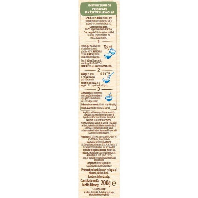 Preparat pe baza de orez, cu lapte ¦i banana, de la 6 luni.