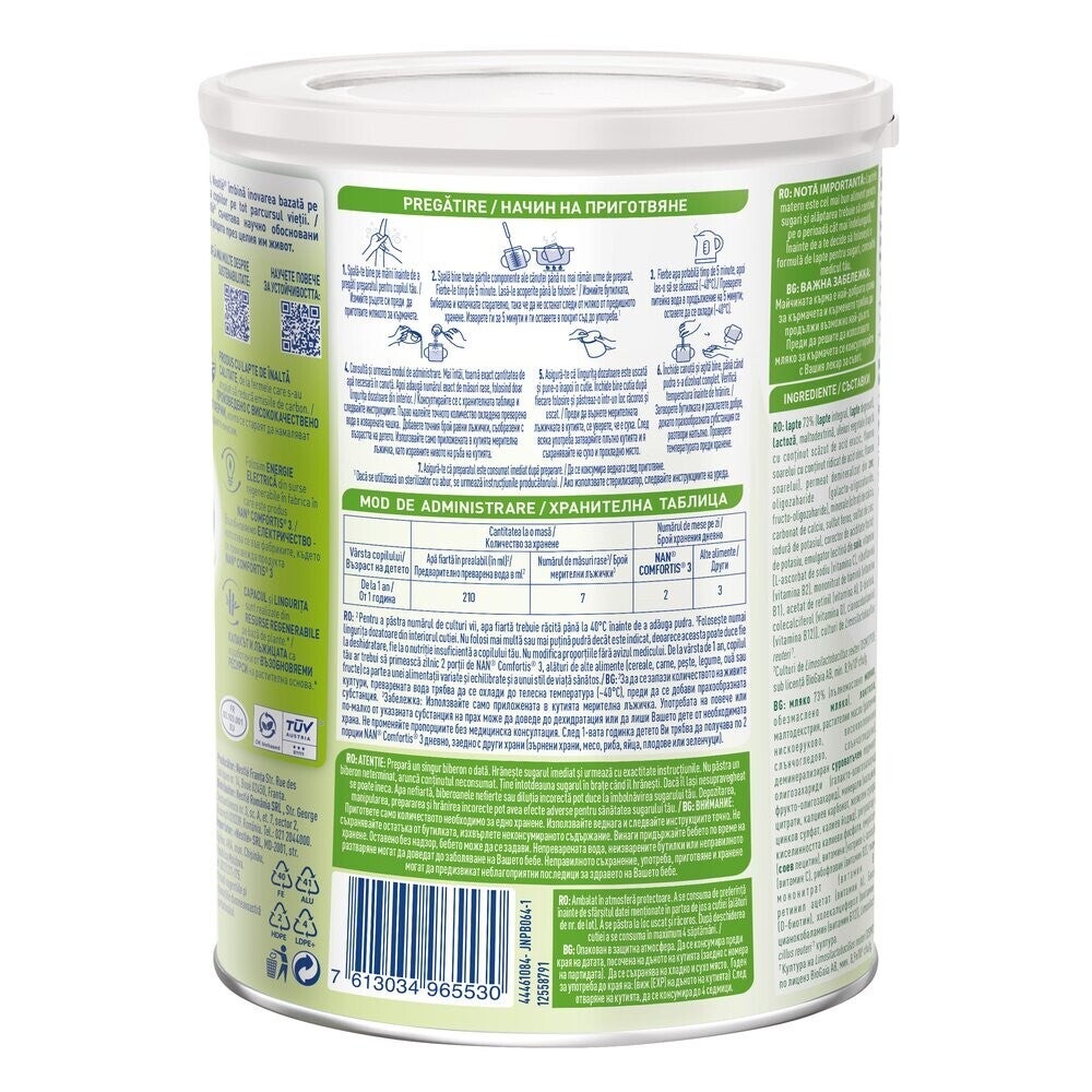 Formulă de lapte praf pentru copii, NESTLÉ NAN COMFORTIS 3, de la 1 an, 800g