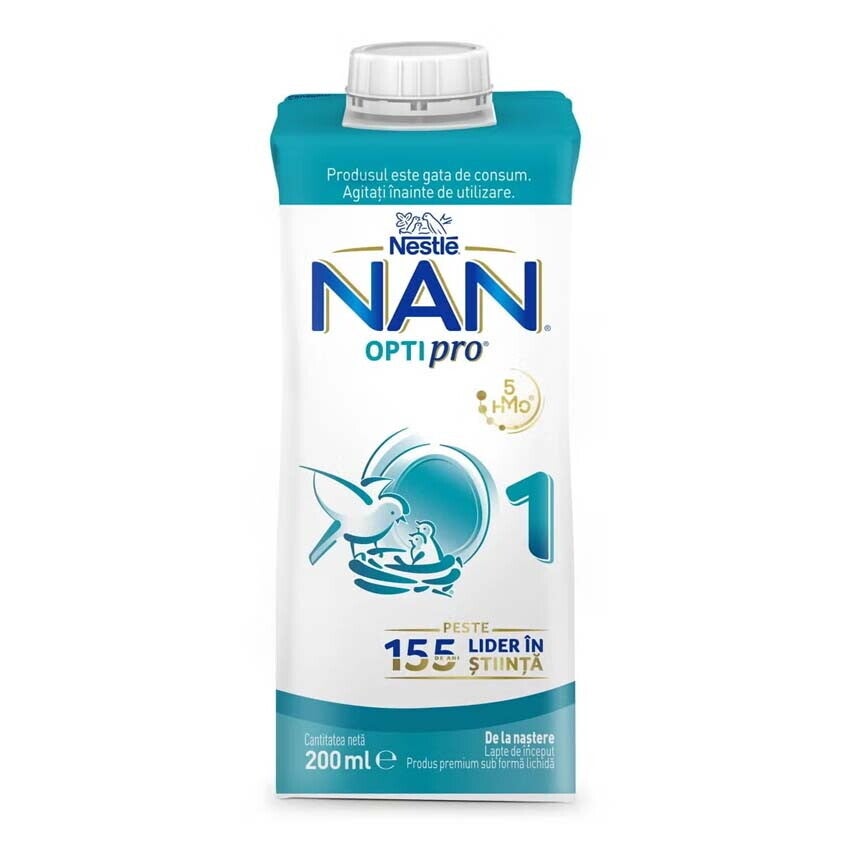 Formulă de lapte pentru bebeluși, NESTLÉ NAN OPTIPRO 1, 0–6 luni, 200 ml