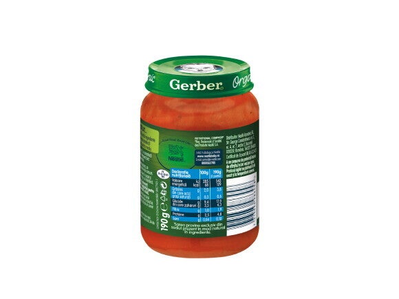 GERBER BIO Cartofi dulci cu Legume si Pui, piure bebelusi, de la 10 luni, 190g