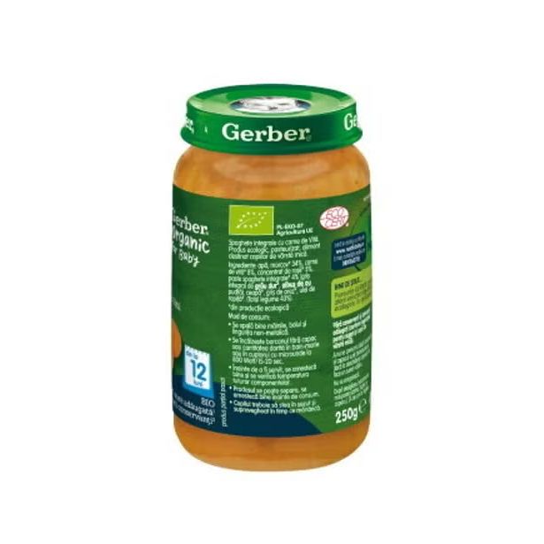 GERBER BIO Morcovi si Cartofi Dulci, piure bebelusi pentru inceperea diversificarii, de la 6 luni