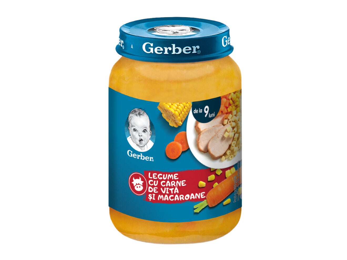 Gerber® Natural Legume cu carne de Vita și macaroane, de la 9 luni, 190g