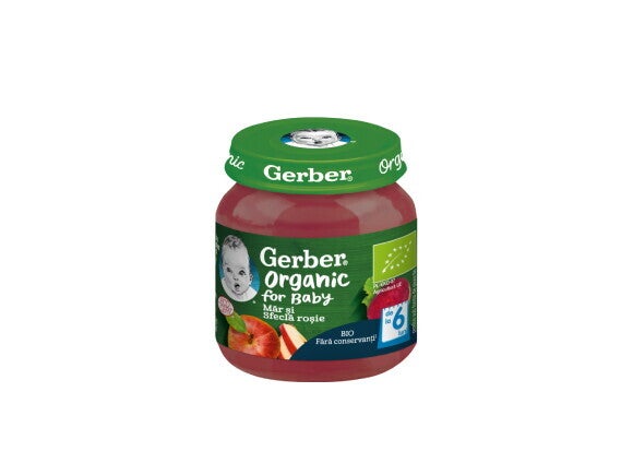 GERBER BIO Mar si Sfecla rosie, 125g, de la 6 luni