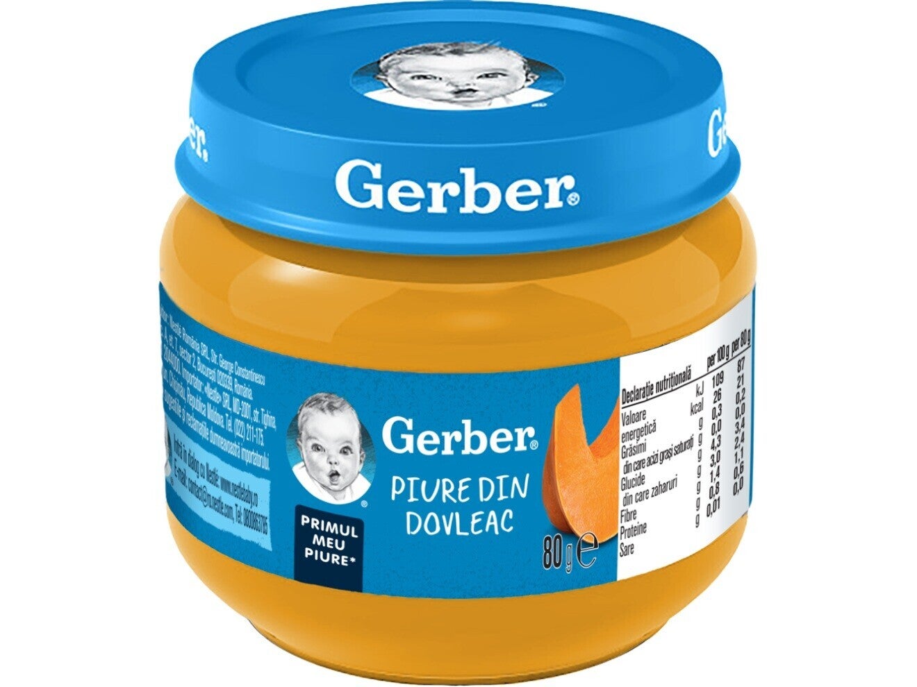 Gerber® Natural Piure din dovleac, primul meu piure, 80g, începerea diversificării