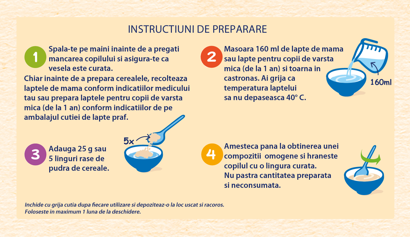 infografic preparare multicereale nestle baby 8 cereale fructe 12 luni