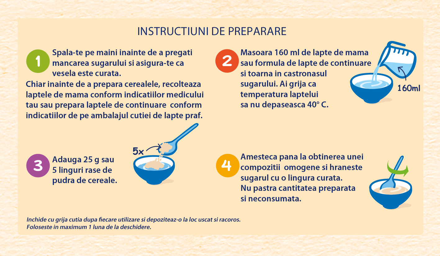 infografic preparare cereale Nestlé Orez inceperea diversificarii