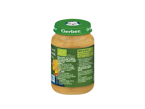 GERBER BIO Mango, Dovleac, Gutuie si fulgi de Ovaz, 190g, de la 8 luni