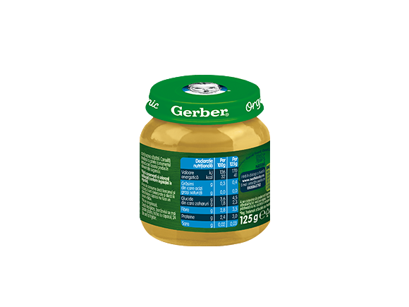 GERBER BIO Mazăre, Broccoli și Dovlecel, 125g, inceperea diversificarii