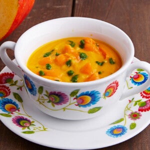 Supa crema de dovleac, curcan si nap Supa crema de dovleac, curcan si nap
