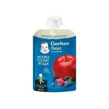 GERBER NATURAL Mere și Fructe de pădure, piure bebelusi pentru inceperea diversificarii de la 6 luni, 150g