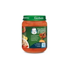 GERBER BIO Cartofi dulci cu Legume si Pui, piure bebelusi, de la 10  luni, 190g