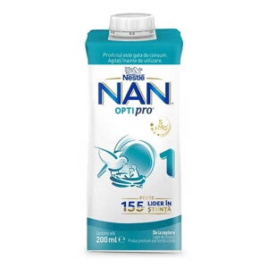 Formulă de lapte pentru bebeluși, NESTLÉ NAN OPTIPRO 1, 0–6 luni, 200 ml