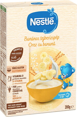 Preparat pe baza de orez, cu lapte ¦i banana, de la 6 luni. Preparat pe baza de orez, cu lapte ¦i banana, de la 6 luni.