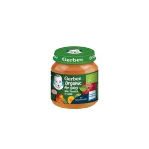 Piure fructe - GERBER BIO Mar, Piersica si Caisa, piure bebelusi pentru inceperea diversificarii, de la 6 luni