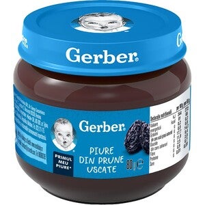 Gerber® Natural Piure din prune uscate, primul meu piure, 80g, începerea diversificării