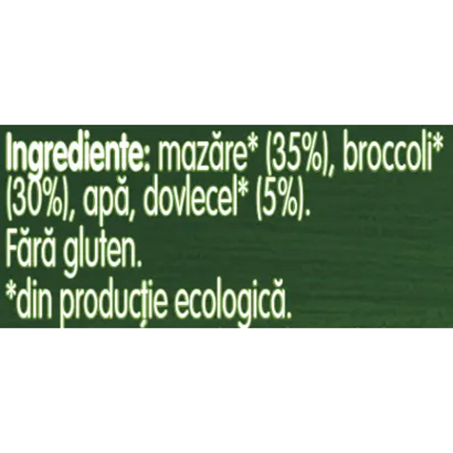 GERBER BIO Mazare, Broccoli & Dovlecel. Piure de mazare bebelusi