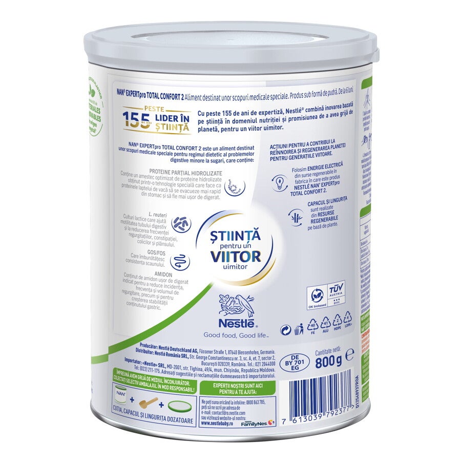 Formulă de lapte praf NESTLÉ NAN TOTAL CONFORT 2, de la 6 luni, 800g