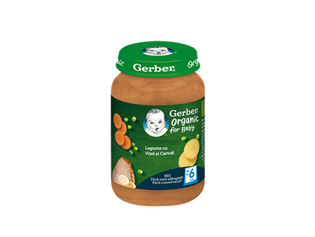GERBER BIO Legume cu Vitel si Cartofi, 190g, de la 6 luni GERBER BIO Legume cu Vitel si Cartofi, 190g, de la 6 luni