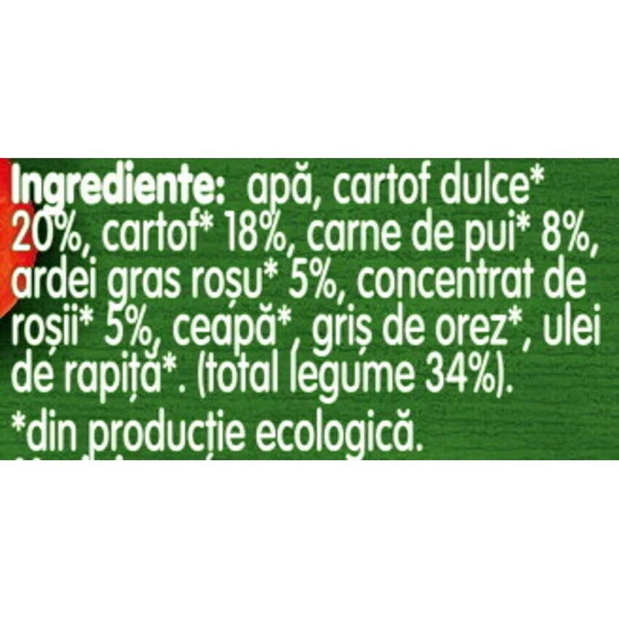 GERBER BIO Cartofi dulci cu Legume si Pui, piure bebelusi, de la 10 luni, 190g
