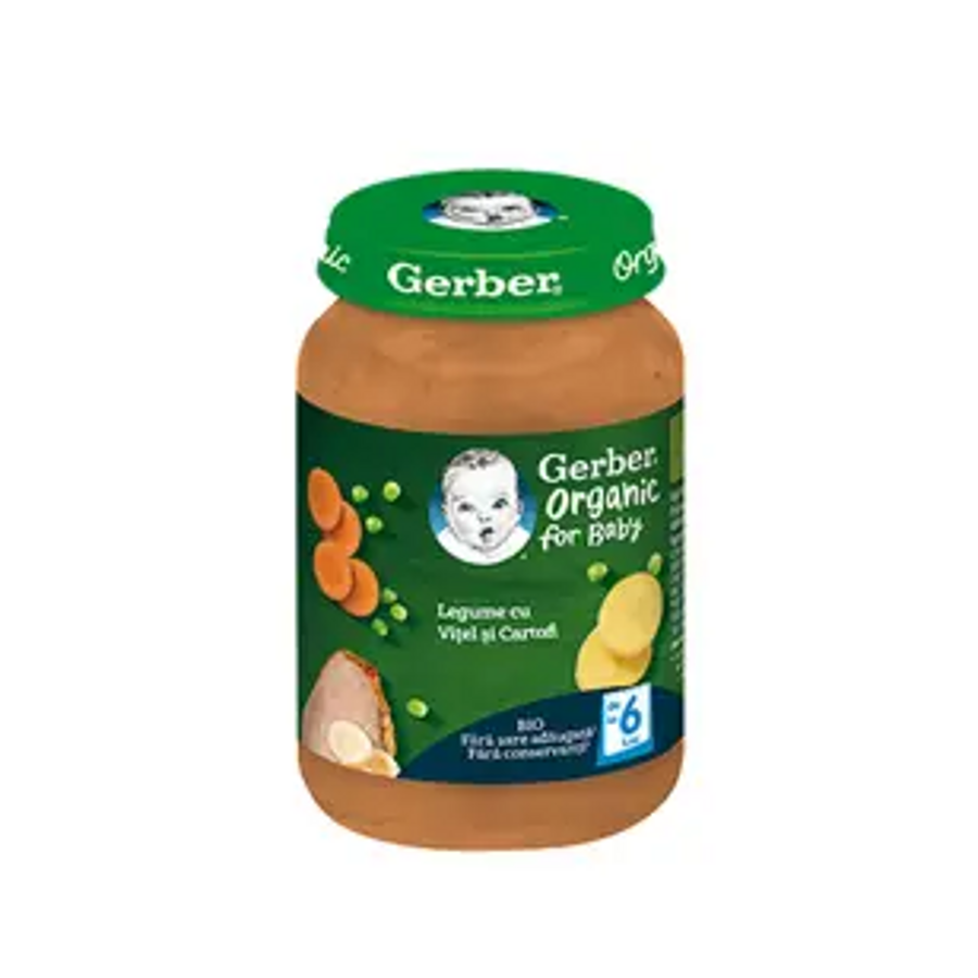 GERBER BIO Legume cu Vitel si Cartofi, piure bebelusi, de la 6 luni, 190g