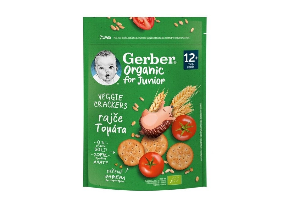 Nestlé Gerber® ORGANIC Biscuiti vegetali cu rosii, aliment destinat copiilor de varsta mica, de la 12 luni, 100g