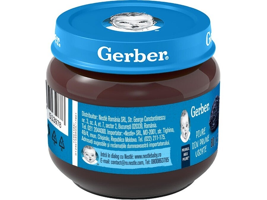 Gerber® Natural Piure din prune uscate, primul meu piure, 80g, începerea diversificării