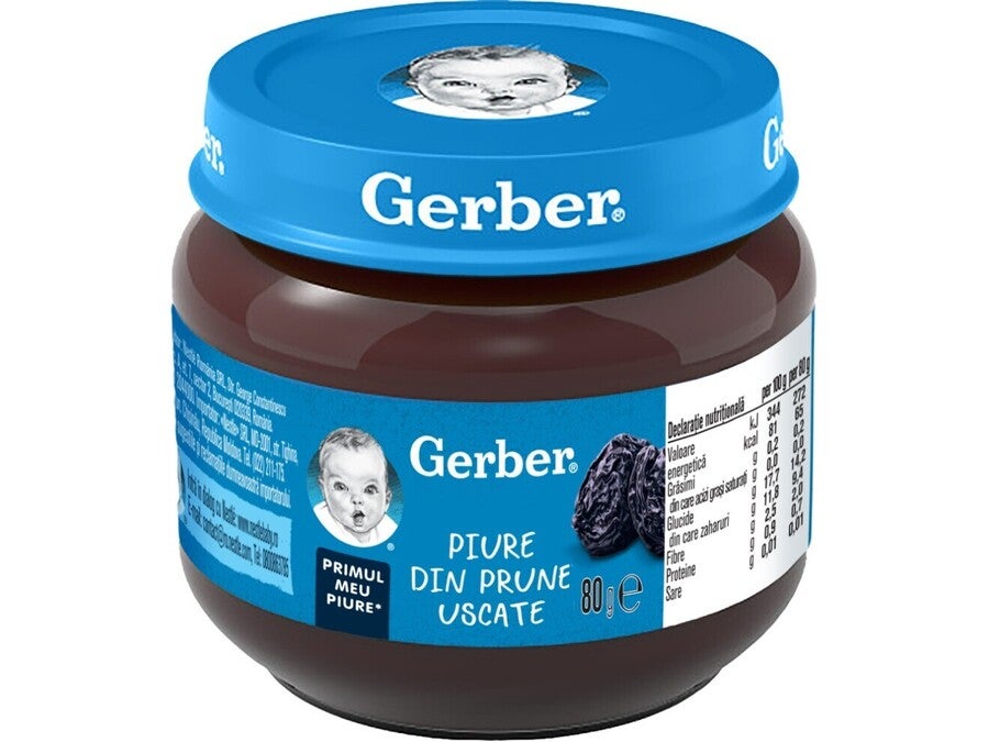 Gerber® Natural Piure din prune uscate, primul meu piure, 80g, începerea diversificării