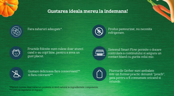 Beneficii piureuri Gerber Organic la plic Beneficii piureuri Gerber Organic la plic
