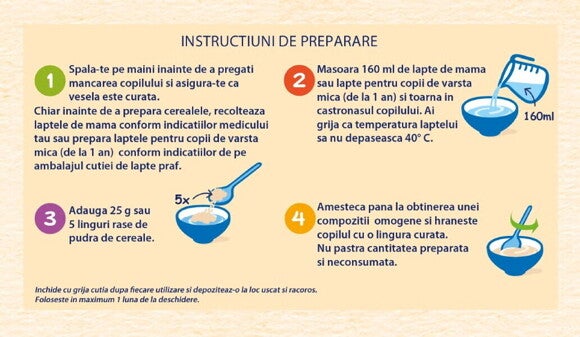 infografic preparare multicereale nestle baby 8 cereale miere 12 luni