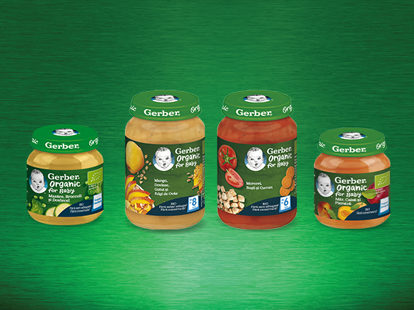 Piureuri Gerber Organic in borcanel pentru bebelusi